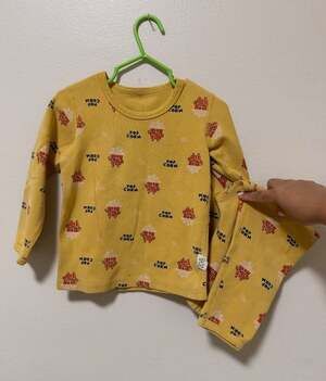 Yellow Popcorn Print Long Sleeve Toddler Pajama Set Size 3T